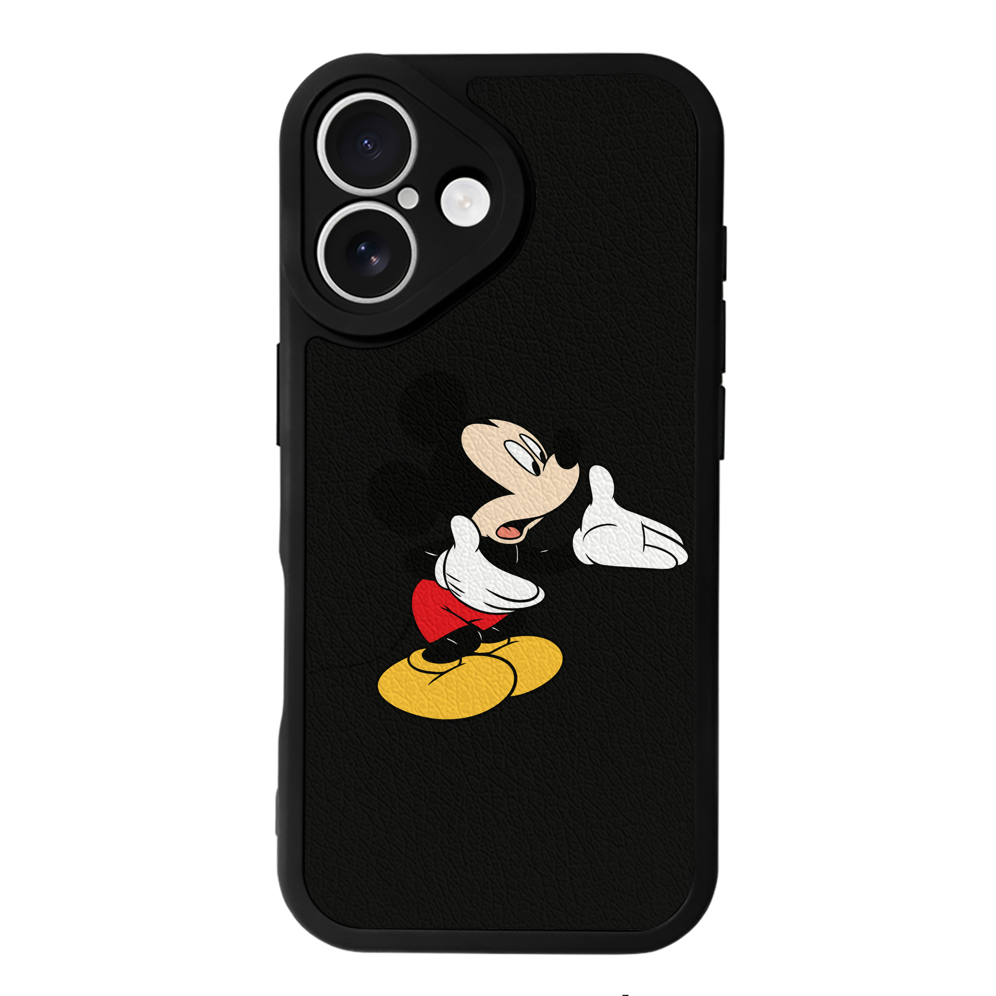 （画像用） ミッキーマウス Mickey Mouse 【iPhone 16シリーズ対応】シリコンスマホケース（レザー調） 材質：シリコン